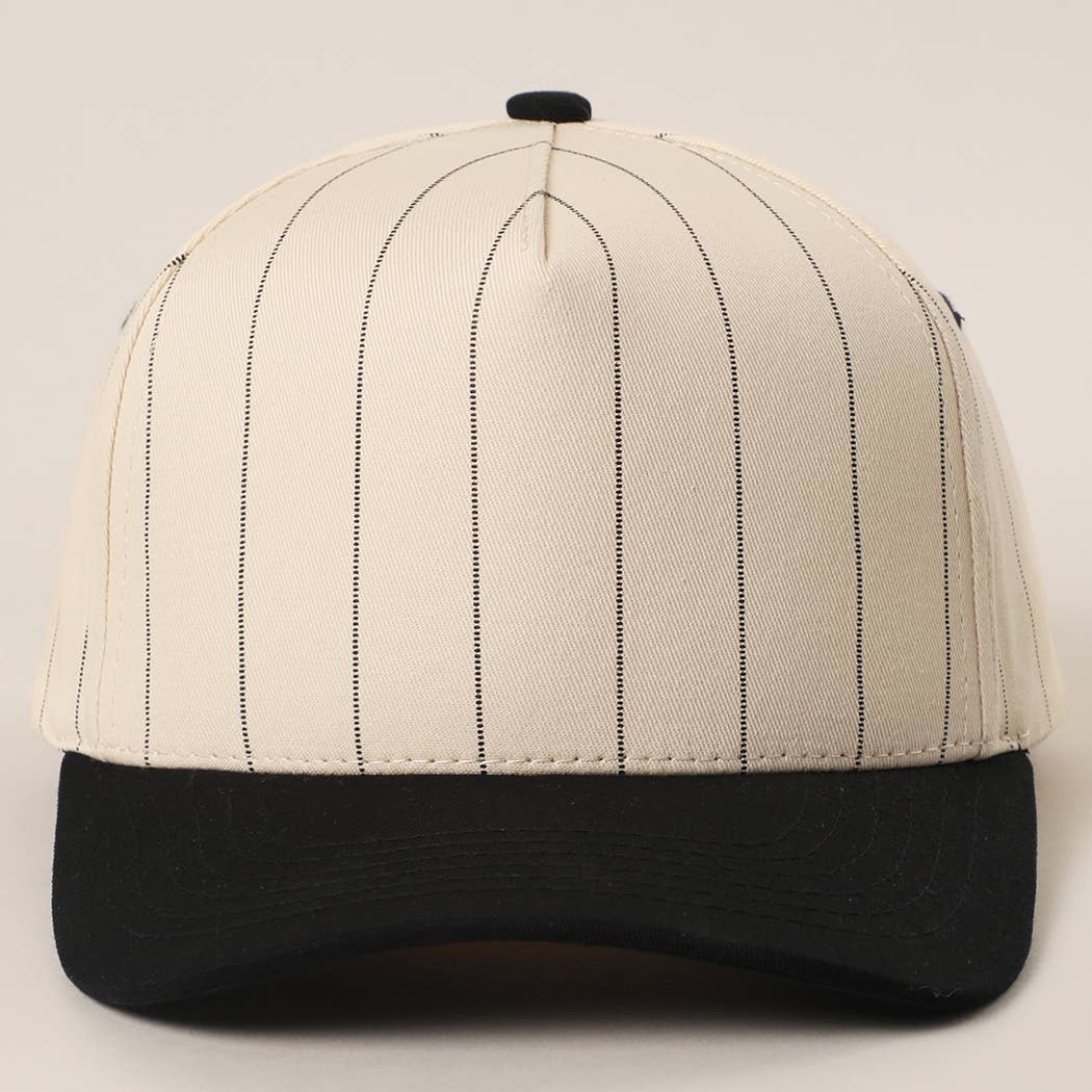 Fashion City - Wholesale Trucker Hat - Unisex - Two-Tone Pinstripe Canvas Trucker Hat0