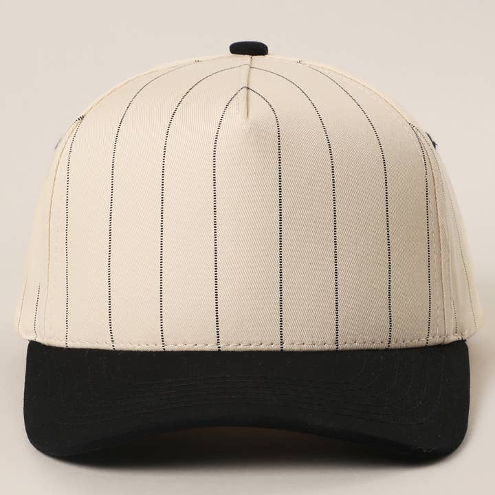 Fashion City - Wholesale Trucker Hat - Unisex - Two-Tone Pinstripe Canvas Trucker Hat