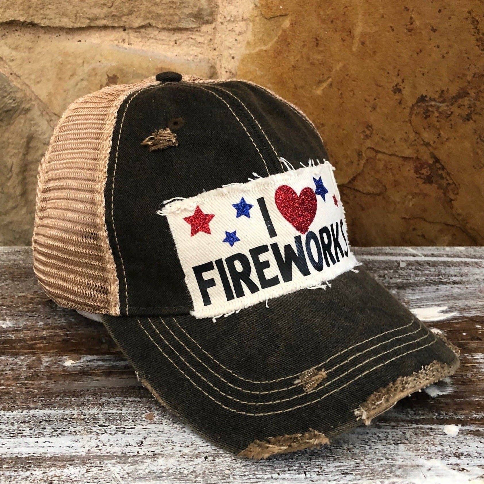 BohoGroove - Wholesale Trucker Hat - Women's - I love Fireworks Hat, 4th of July Ball Cap, Independence Day25