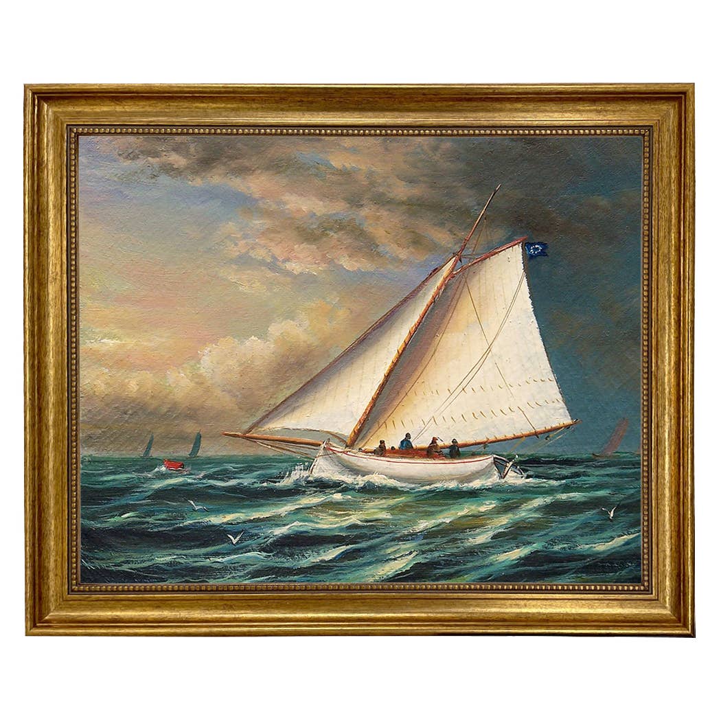 Madison Bay Co. - Historical Home Decor Reproductions - Wholesale Schilderen/Tekenen - Racing Boot Vintage Schilderij Afdruk op Canvas3