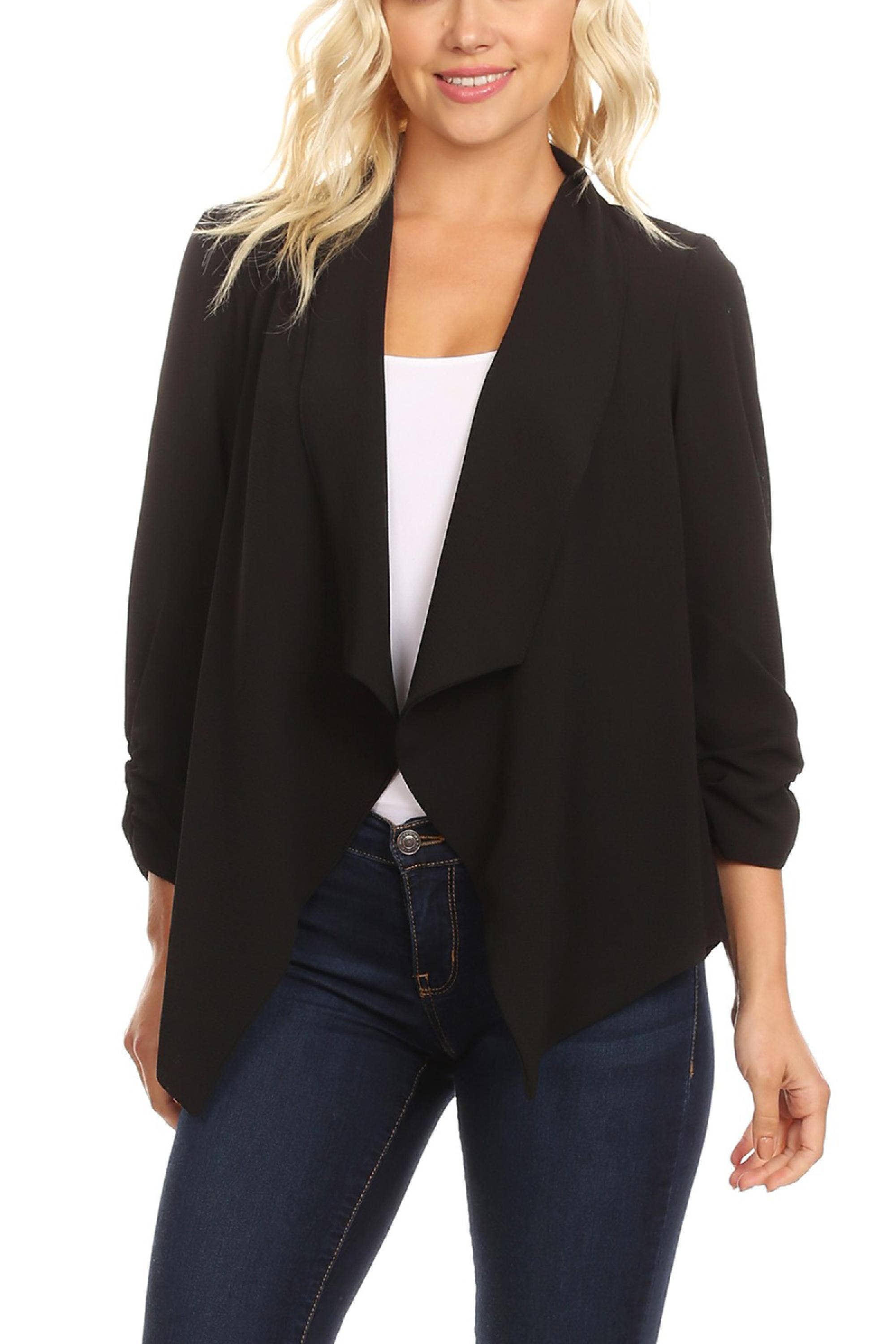 MOA COLLECTION - Wholesale Blazer - Women's - Women's Woven Casual Relaxed Fit Open Front Blazer Jacket18