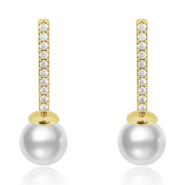 Brincos Linear Zircônia Pérola por atacado de NY Jewelry House