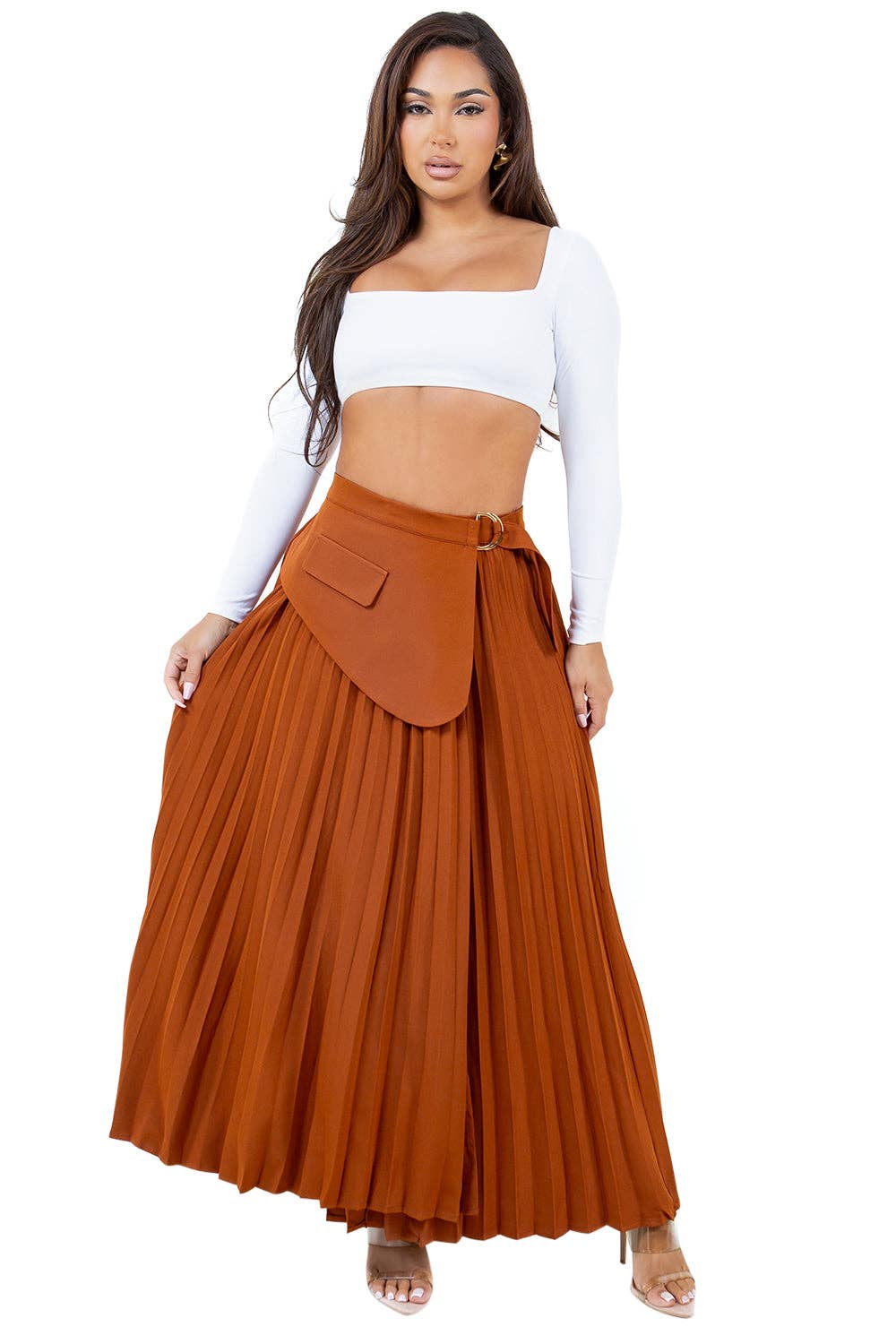 Brown WOMEN FASHION LONG MAXI SKIRTS for wholesale on Faire1