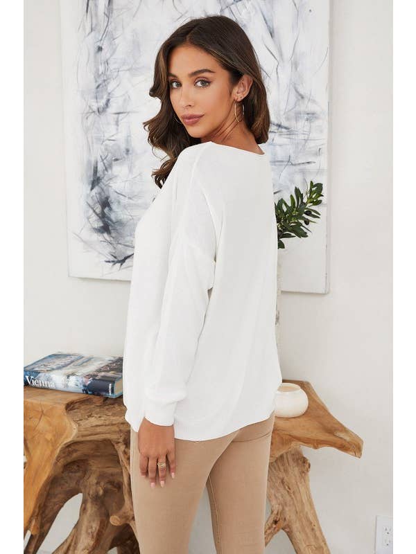 VENTI6 - Wholesale Knit Top - Women's - SHADOW KNIT STARS DROP SHOULDER TOP (5007-STARS)6