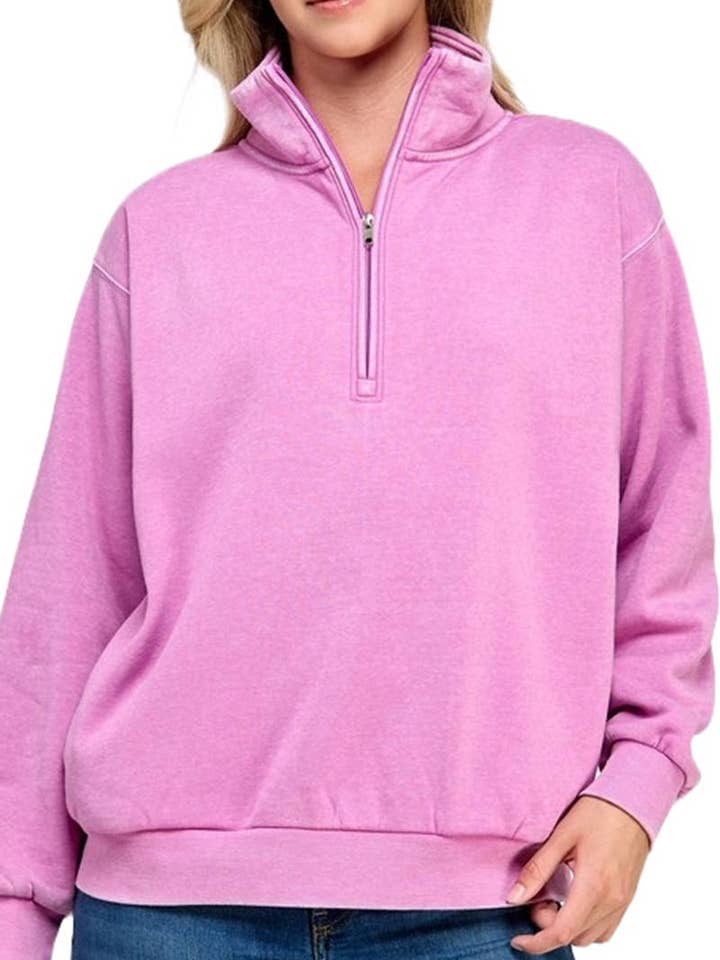 Brænd Ud Halv Lynlås Med Mock Neck Krave for engroshandel hos Vanilla Monkey