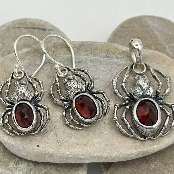 Goddess Design Studio - Wholesale Dangle Earrings - Sterling Silver Spider Earrings & Pendant, Gemstone Body! 3