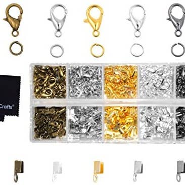 Mandala Crafts - Wholesale Craft Supplies - Ribbon Crimps for Jewelry Making, Ribbon Clamps, Fold Over Cord Ends, Jewelry Finding Kit for Bracelets, Bookmarks; by Mandala Crafts