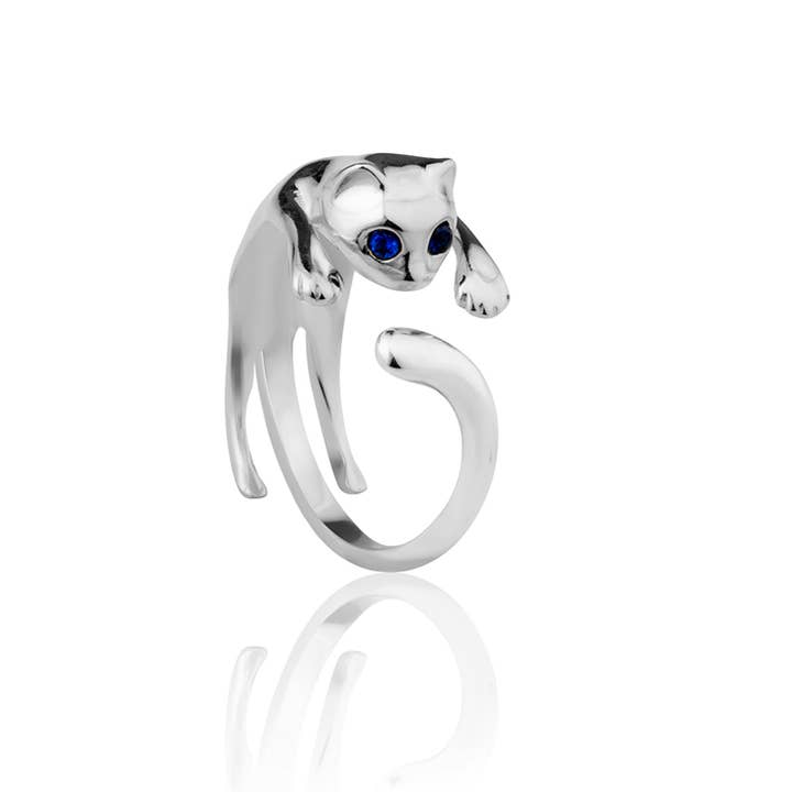 Cat Ring Adjustable Size 925 Sterling Silver for wholesale by Azuris Silver
