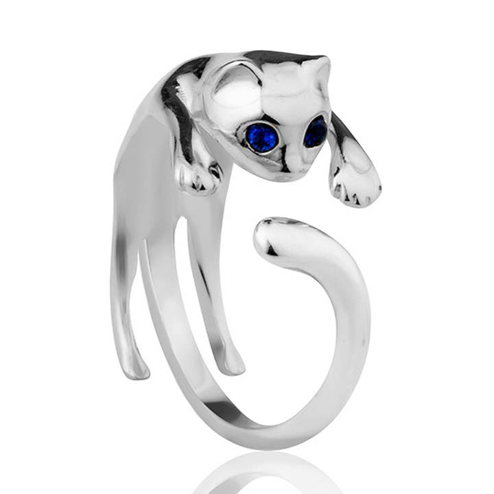 Anillo para gatos de tamaño ajustable, plata de ley 925 para venta al por mayor de Azuris Silver