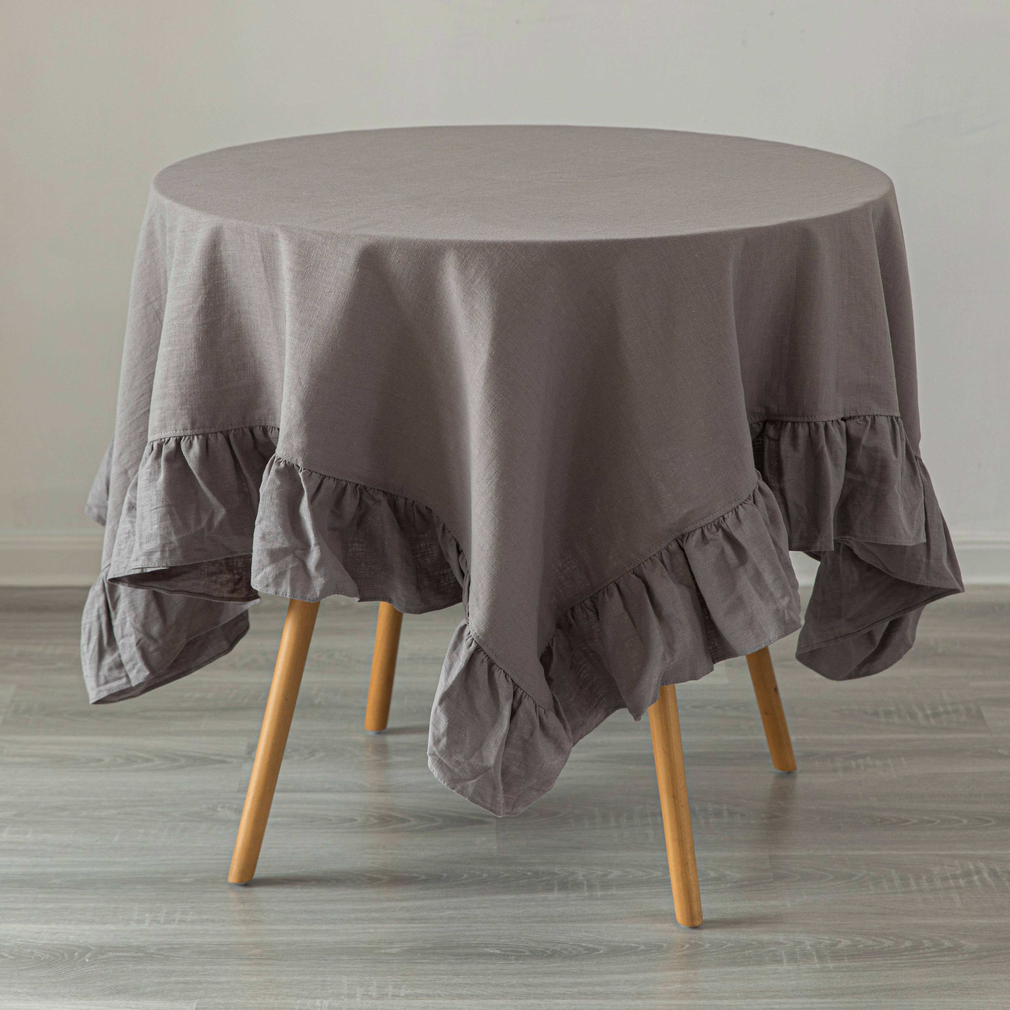 Quickway Imports - Wholesale Tablecloth - Deerlux 100% Pure Linen Washable Tablecloth with Ruffle Trim16