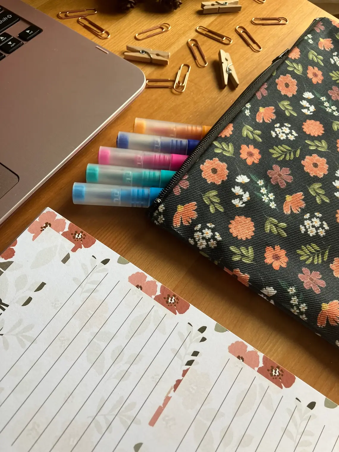 SH Designs – wholesale Pencil case/pouch – Blue and Orange Floral Handmade Zipped Pencil Case 0