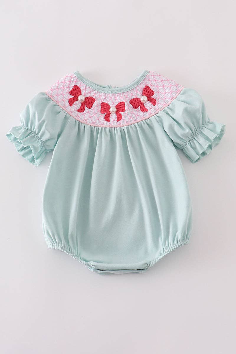 Aspen Rain Boutique – Großhandel Body (ohne Füße) – Baby – Blauer Schleifen-Perlen-Smoke-Ballon0