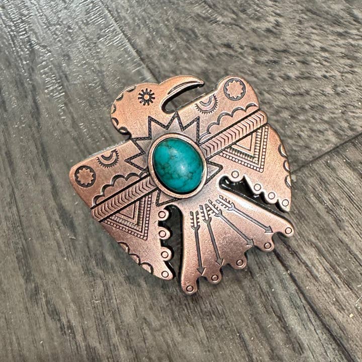 Double B Wild Rags - Wholesale Scarf clip – Women's - Wild Rag SLIDE 507 Thunderbird Concho Copper or Antique Silver Scarf Slide from Double B Wild Rags2