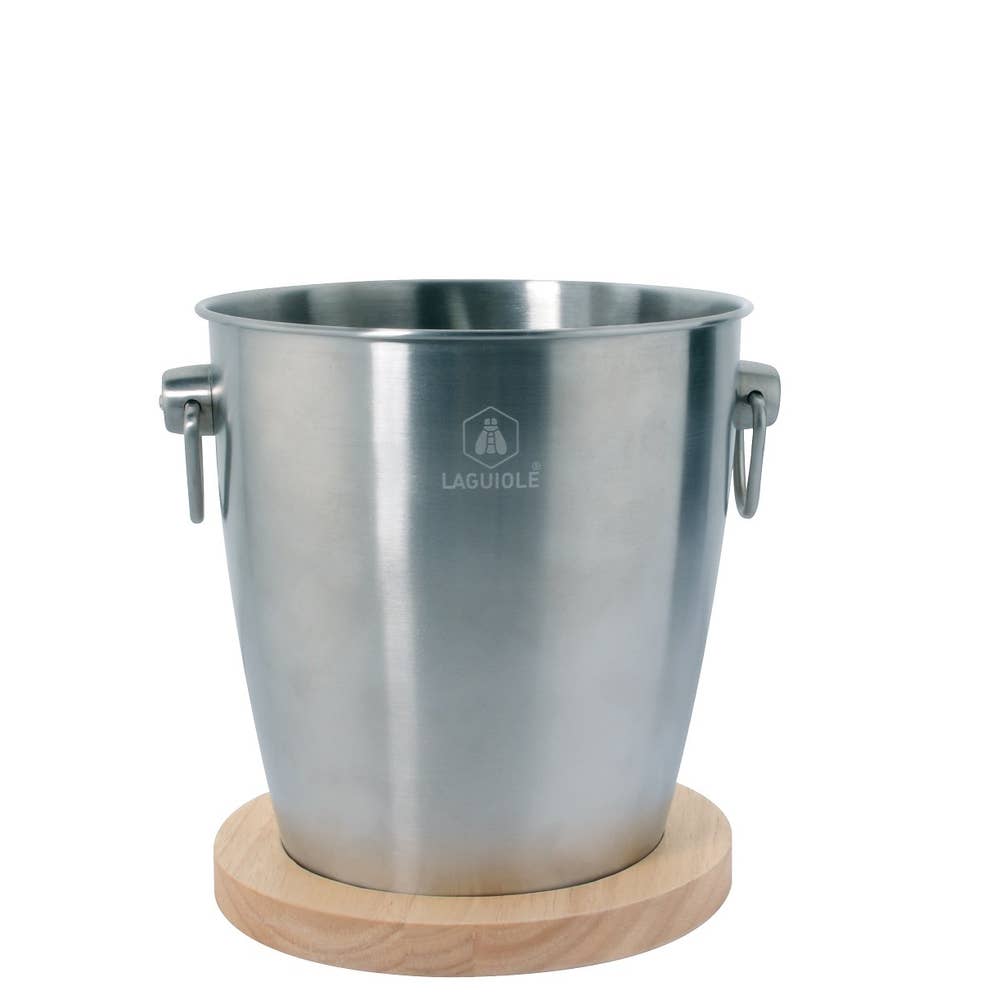 Laguiole – Balde de gelo por atacado – Balde de champanhe Laguiole em aço inox com base de madeira4