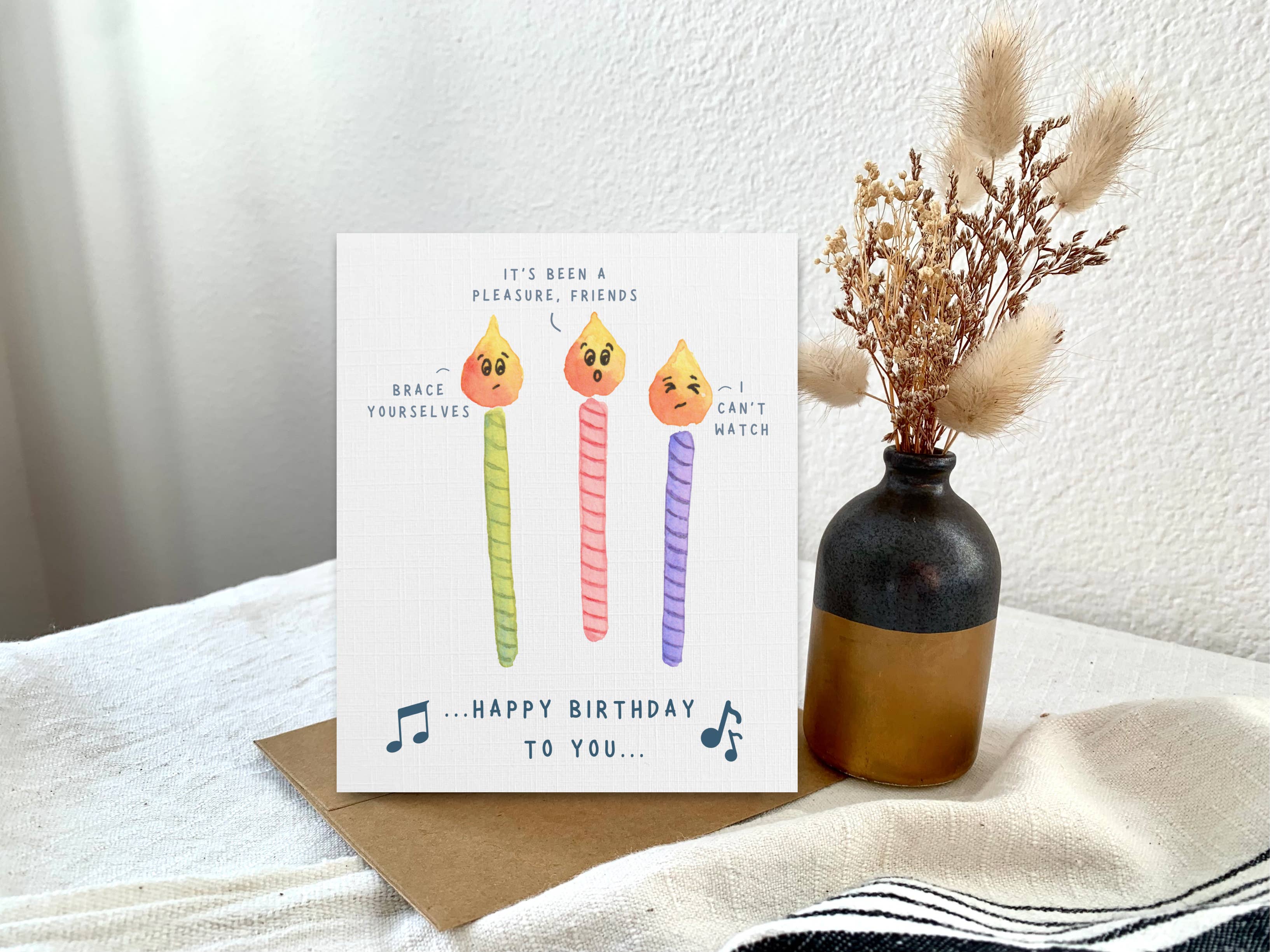 Pink Hill Press - Wholesale Birthday Card - Funny cake candles happy birthday card, Dark snarky birthday1