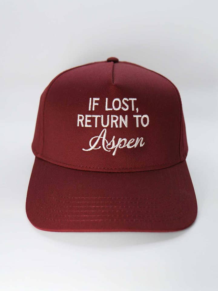 If Lost, Return to Aspen Embroidered Hat - Ski Apres for wholesale by Sundrop