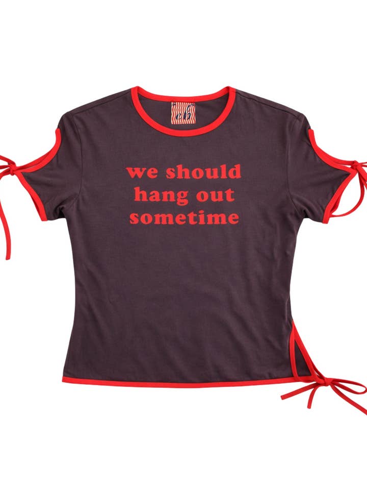 Quality time Tee - Chocolate/Cherry for wholesale by Elizabeth bay