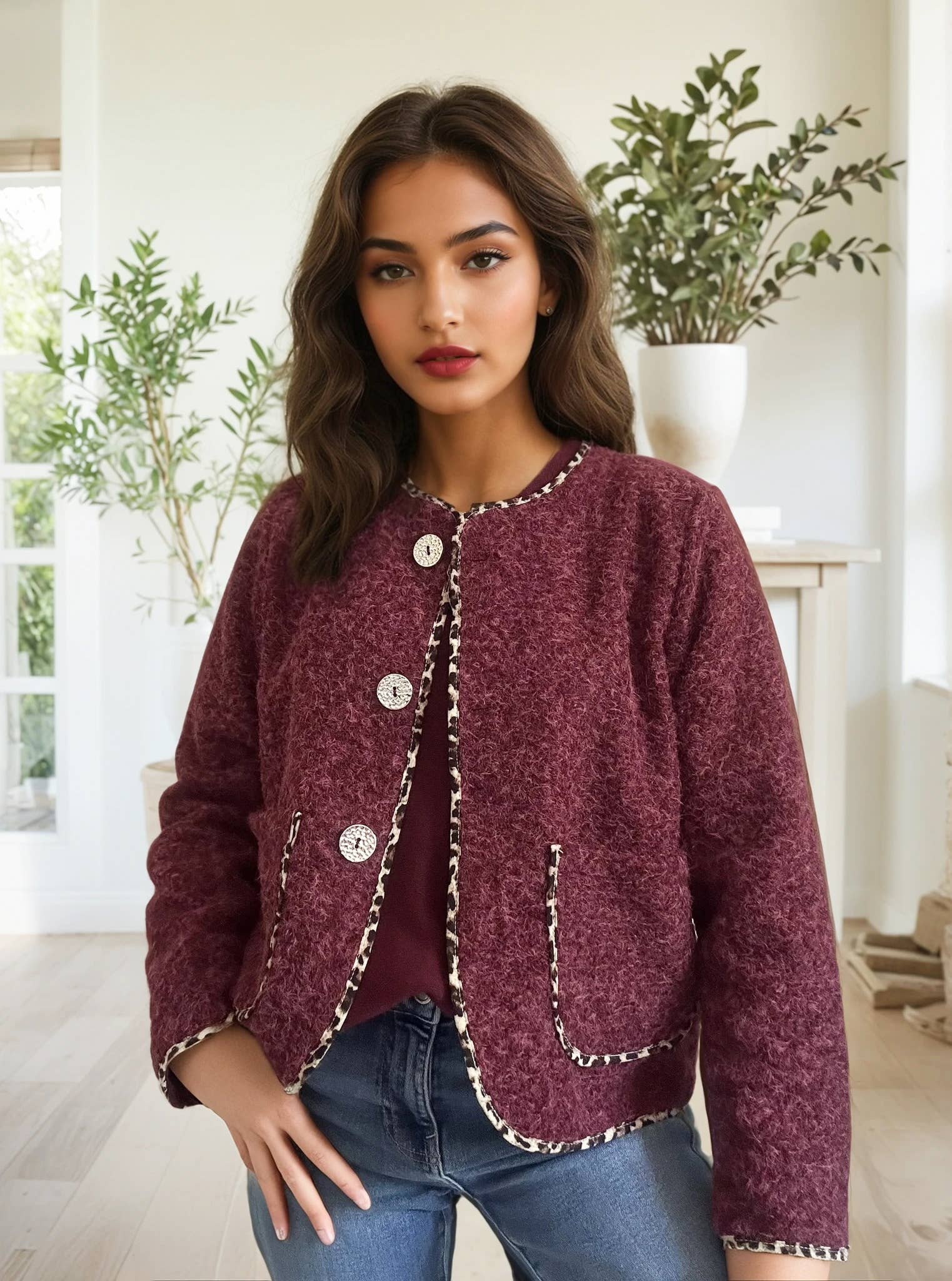 ZAFA PARIS – Engroshandel Jakke - Dame – 21P13H514 Jakke med lige snit i meleret, glat uldlook.6