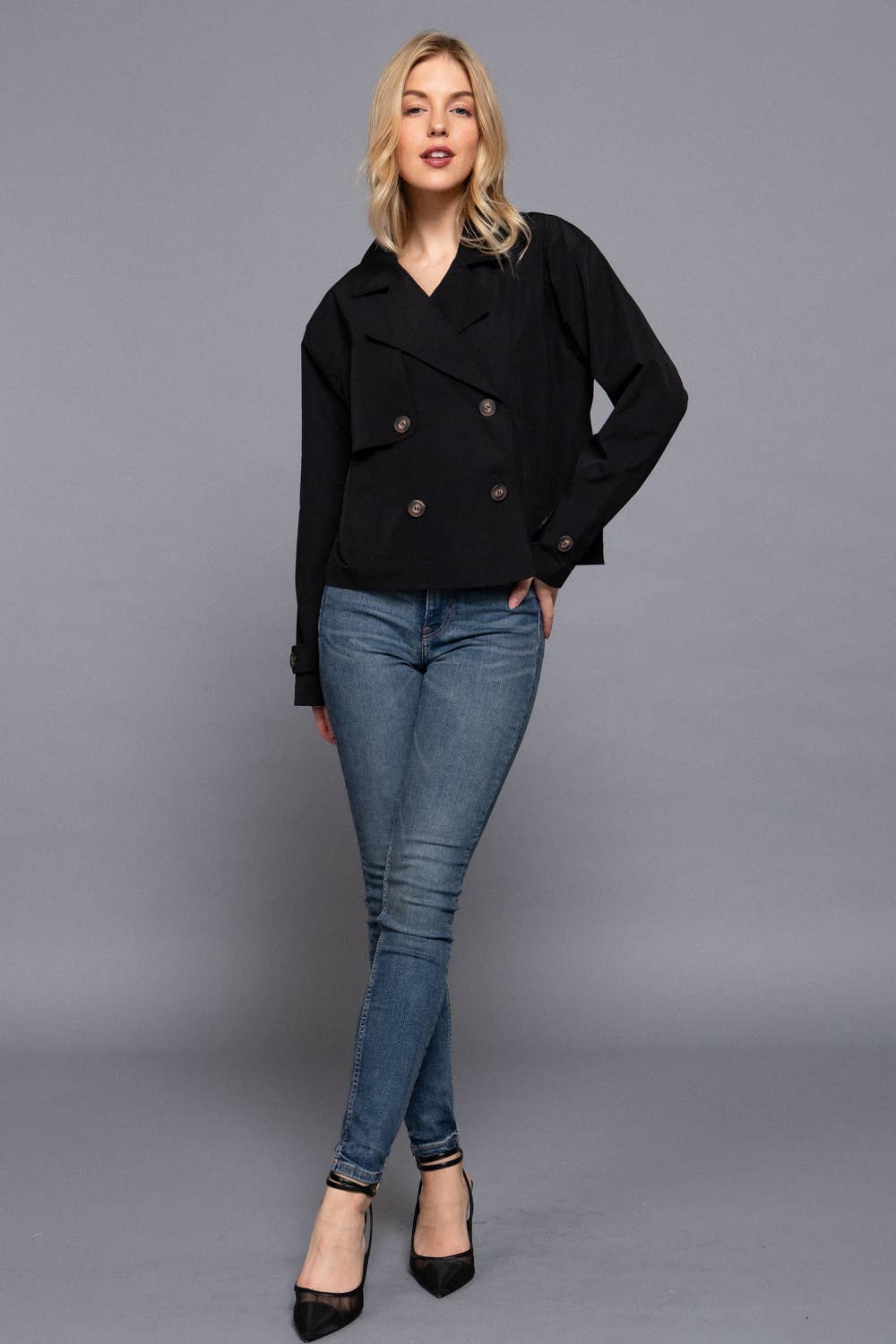 Active Basic | Active USA - Vente Veste – femme - Veste courte trench croisée à manches longues4