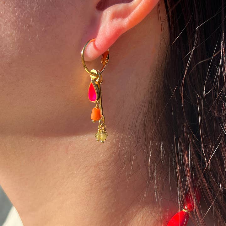 Jazu Jewellery - Wholesale Dangle Earrings - Nona earrings with gold charms and semi-precious stones5
