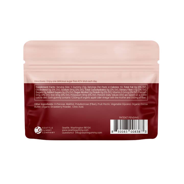 Seattle Gummy Company - Wholesale Oral Supplement/Vitamin - Apple Cider Vinegar Shots SUGAR FREE 48-Servings | 12-Pack