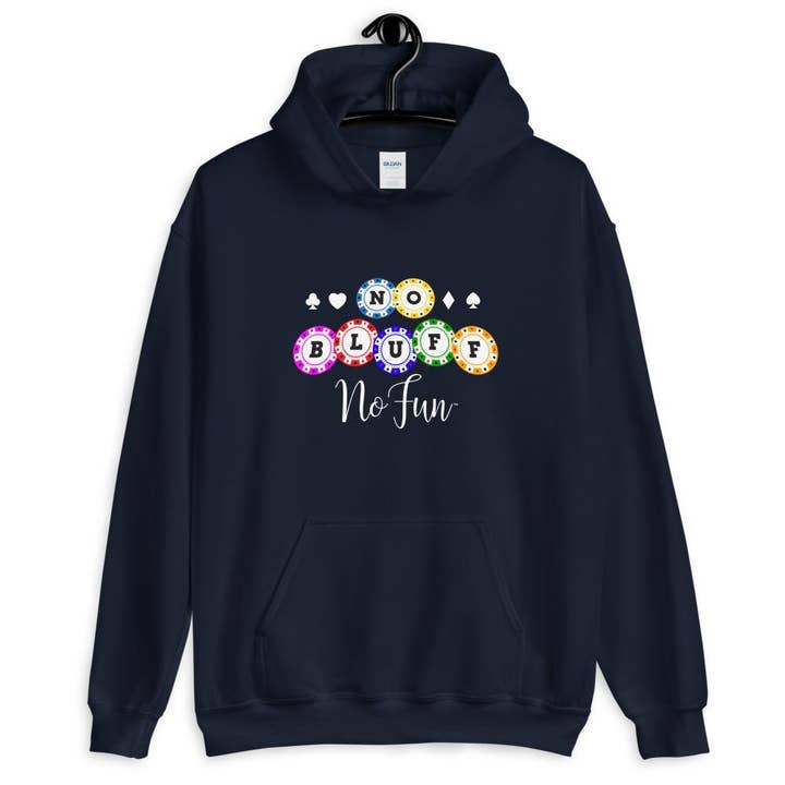 Sem Bluff Não Há Diversão, Poker, Estilo, Hoodie, Azul Marinho Especial por atacado de No Fun Company