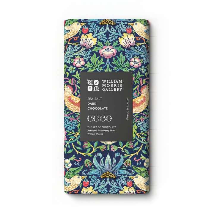 COCO Chocolatier [No duties when shipping to US!] - Wholesale Chocolate Bar - Sea Salt Dark Chocolate William Morris Limited Edition0