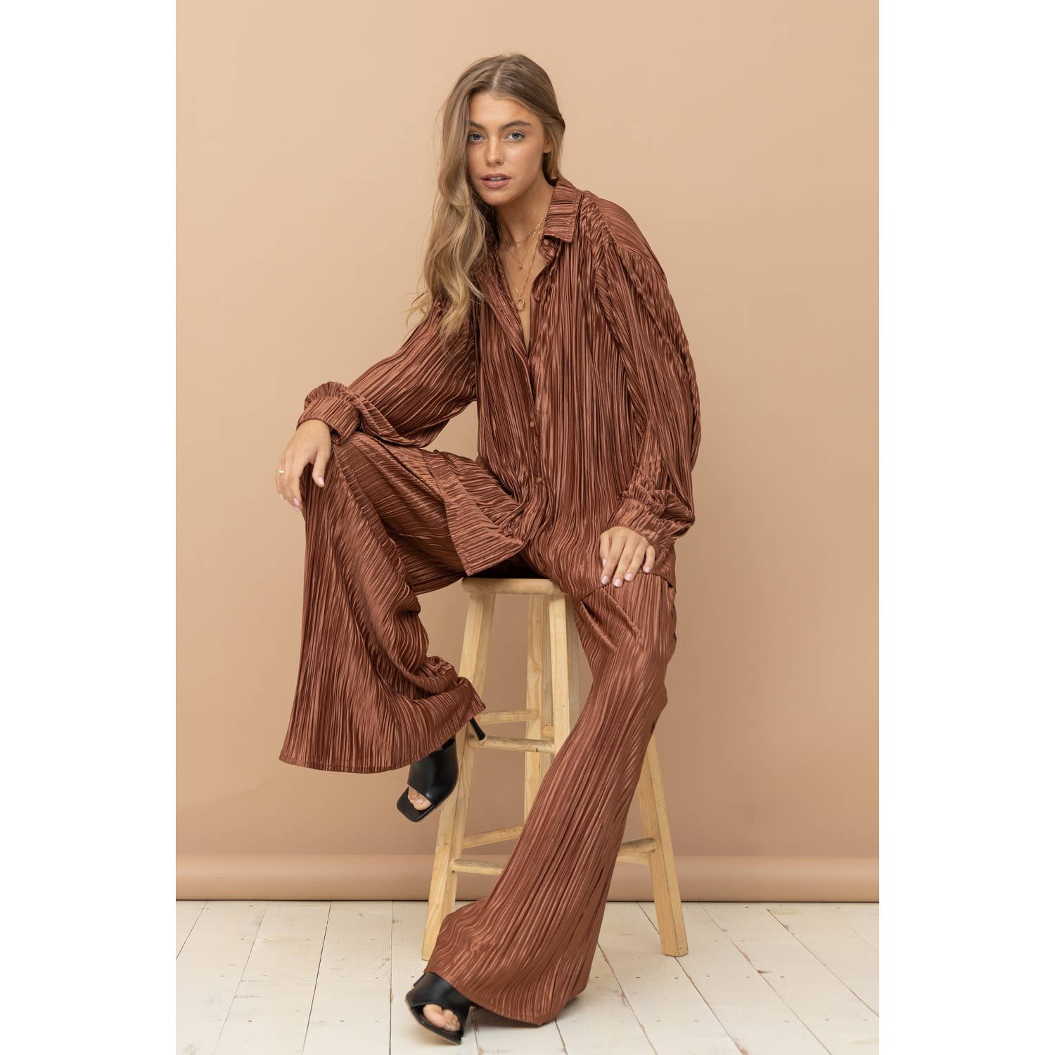 Apolline - Wholesale Top & Pant Set (NOT Loungewear) - Women's - Pleated Blouse Pants Set8