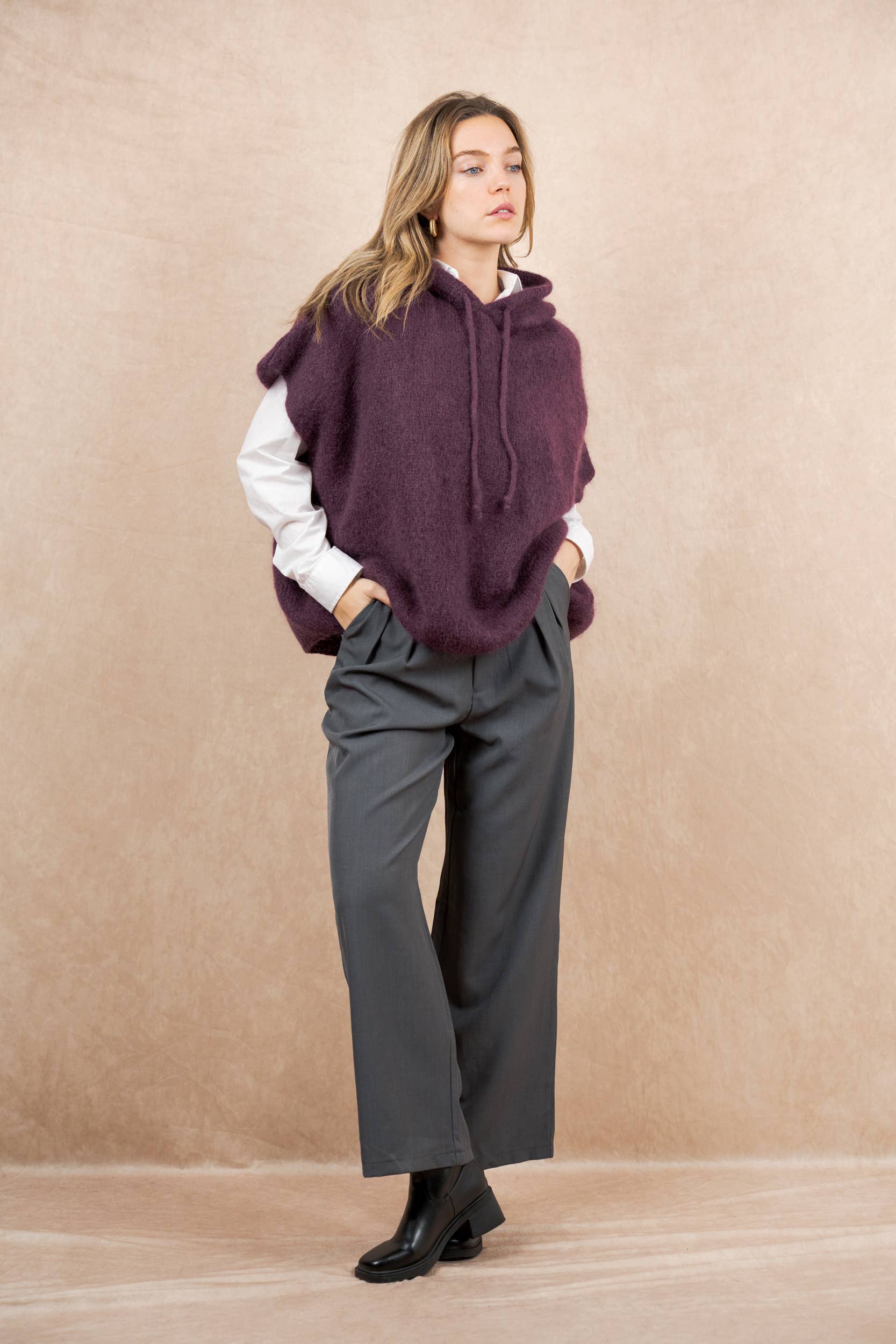 NAÏS PARIS - Wholesale Poncho - Women's - Mohair and wool hooded poncho sweater17