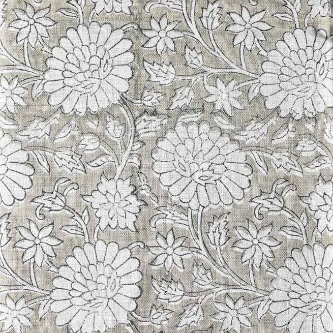 Jennifer Hand Block Printed Linen Fabric for wholesale by Thread To Form