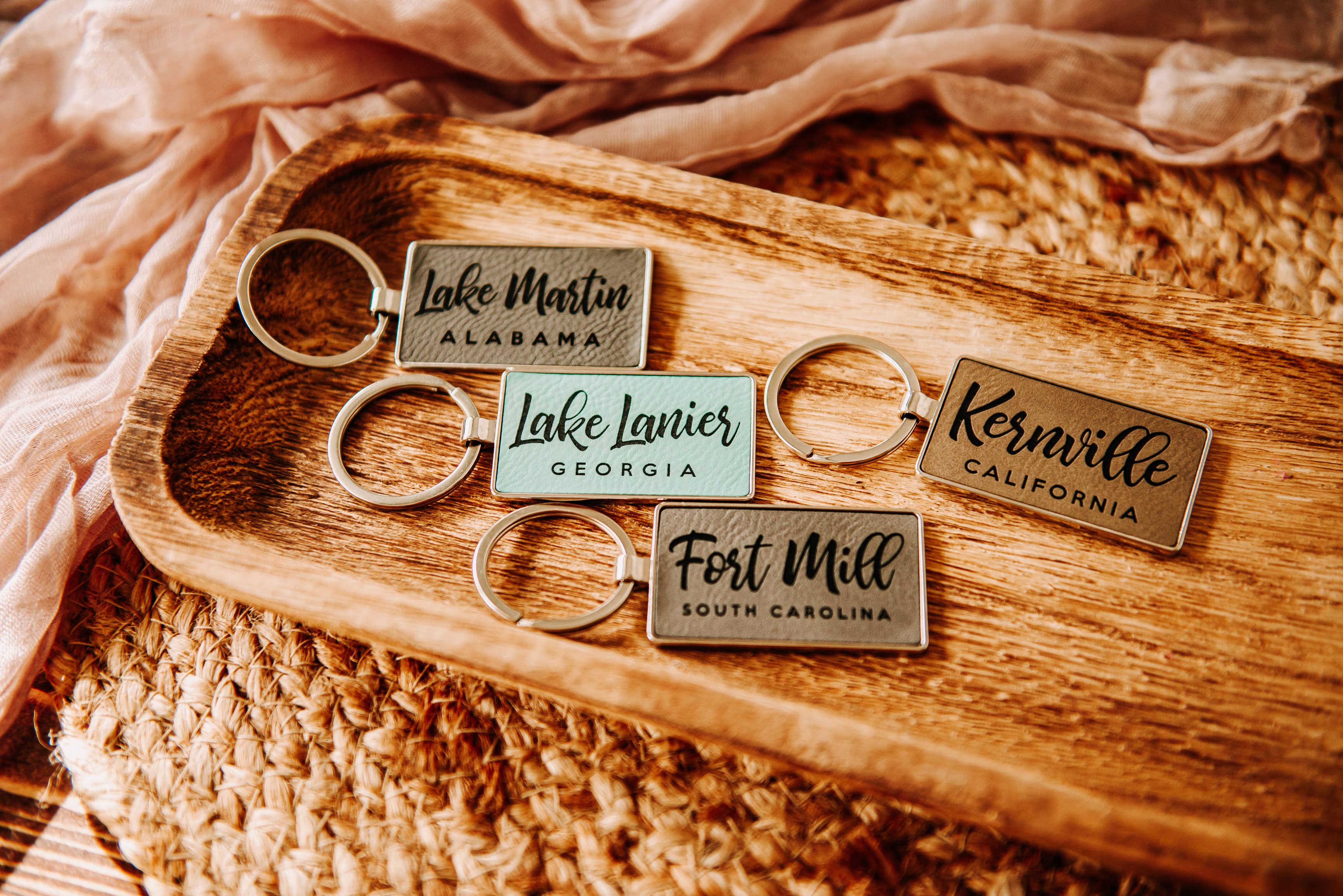 The Lillie Pad - Wholesale Keychain - Unisex - Custom Hometown City & State Leatherette + Metal Keychain4