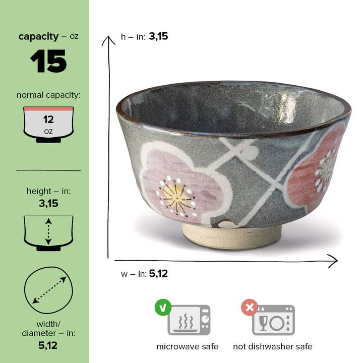 Aprikalife – Engroshandel Skål – Håndlavet japansk grå Matcha te skål med blomster