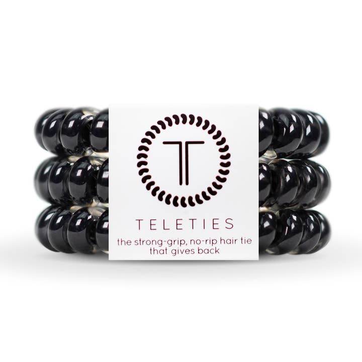 Bobines à cheveux en spirale | Grandes | Élastiques à cheveux noir de jais pour la vente par TELETIES