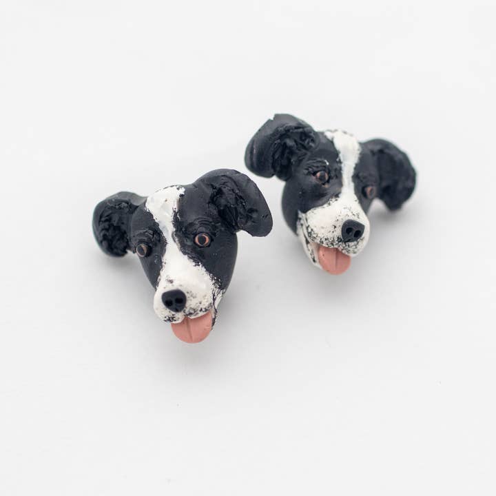 Pawfect Love – Großhandel Ohrstecker – Border Collie Ohrringe — handgefertigte Ohrstecker aus Fimo