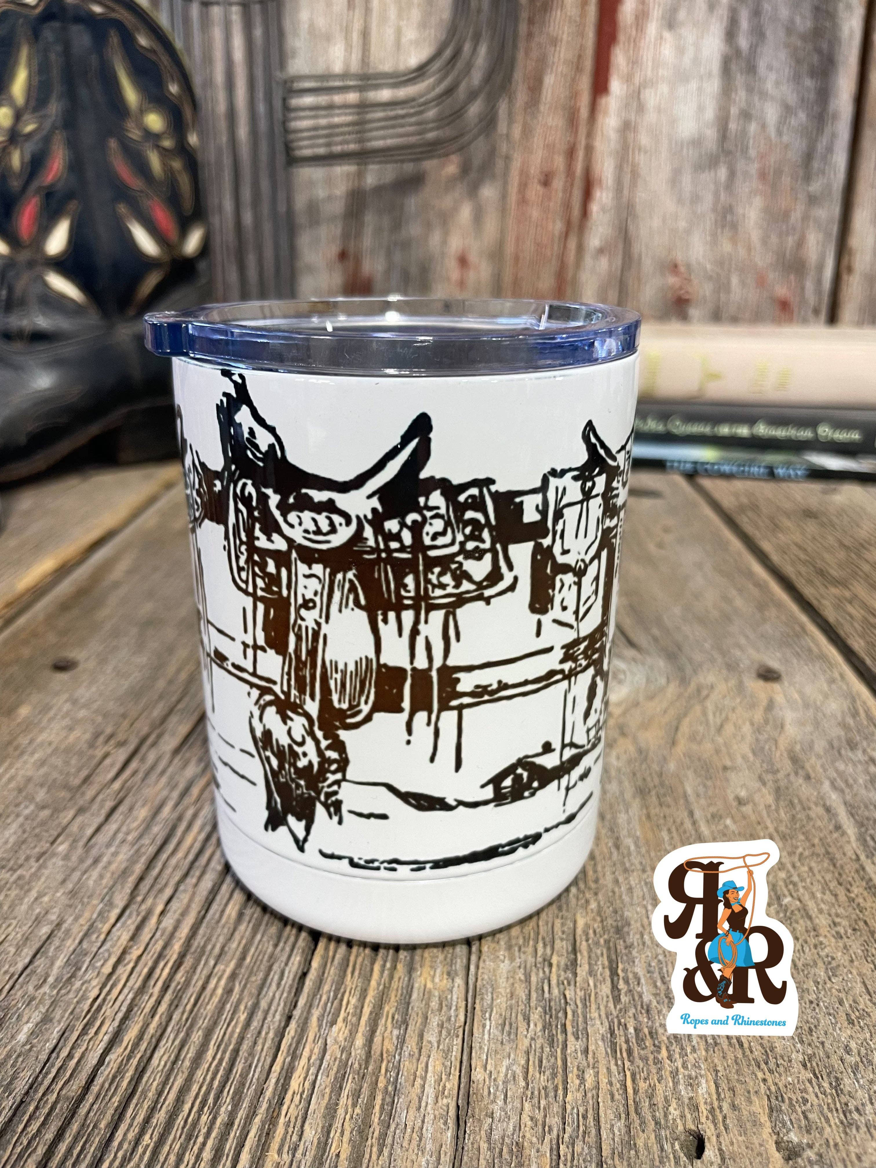 Ropes and Rhinestones - Wholesale Insulated Mug/Tumbler - Saddles On The Fence Handle Cup Wholesale2