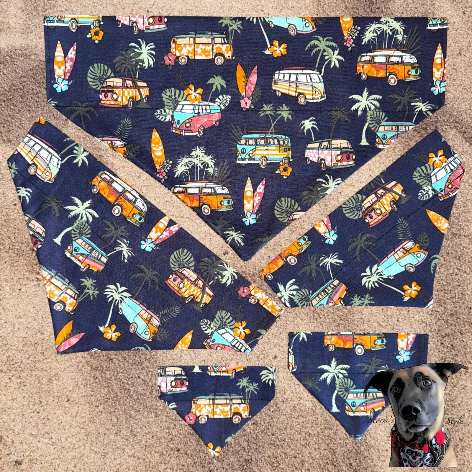 Storms Style - Wholesale Pet Bandana - Dog - Campervan Pet Bandanas - 3 colours available - Dog Cat7