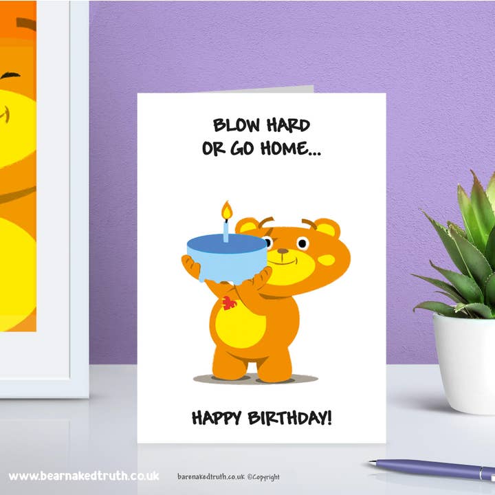 Carte d'anniversaire Blow Hard pour la vente par Pixelgum