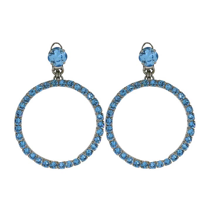 Los pendientes de aro azul medio en platino (clip) para venta al por mayor de VICKISARGE