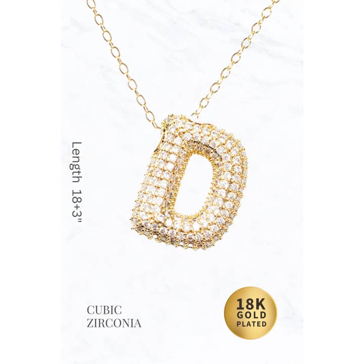 Suzie Q USA - Wholesale Pendant/Charm Necklace - Bubble Initial Necklace16