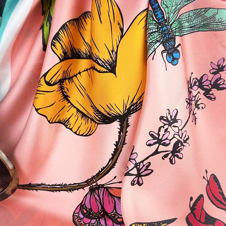 Radiant Wildflower 34" Double-Sided Silk Scarf for wholesale by ASTOURI