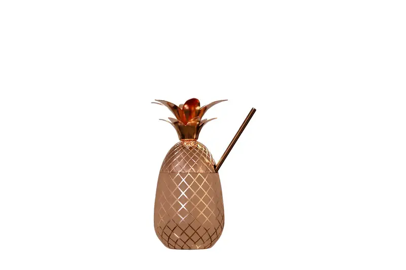 Hospitality Glass - Wholesale Drinking Glass/Cup - Maui 20 oz. Pineapple & Straw - Copper0