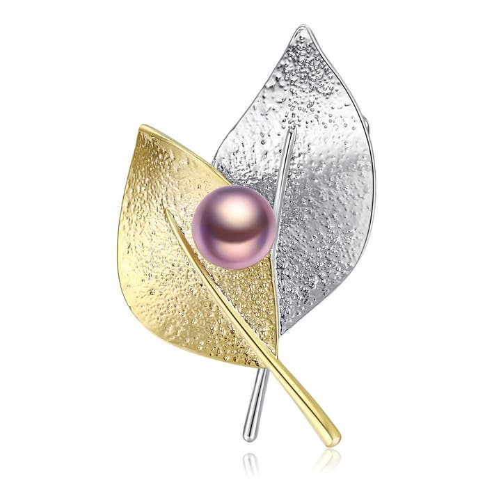 Golden Leaves Edison Pearl Brooch for wholesale by Timeless Pearl