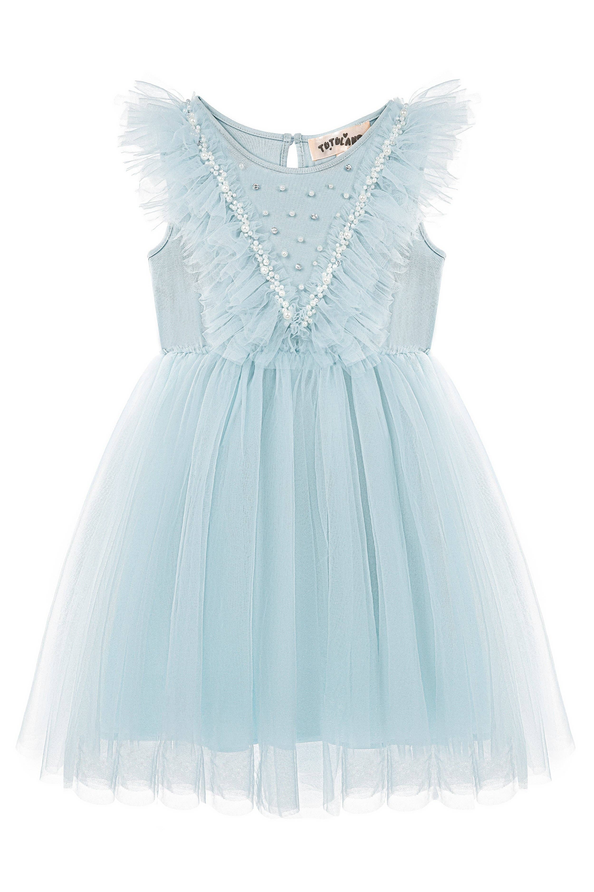 Light Blue Adorable Pearl Layered Tulle Toddler Dress for wholesale on Faire0