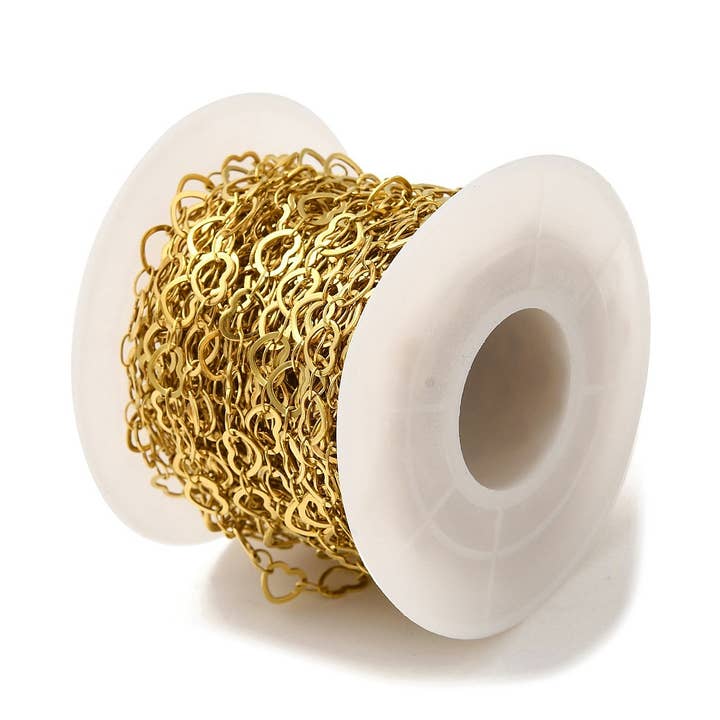 Love, Paige Designs - Wholesale Link & Chain Necklace - Gold Heart Chain By the Foot Ion Plated Stainless Steel2