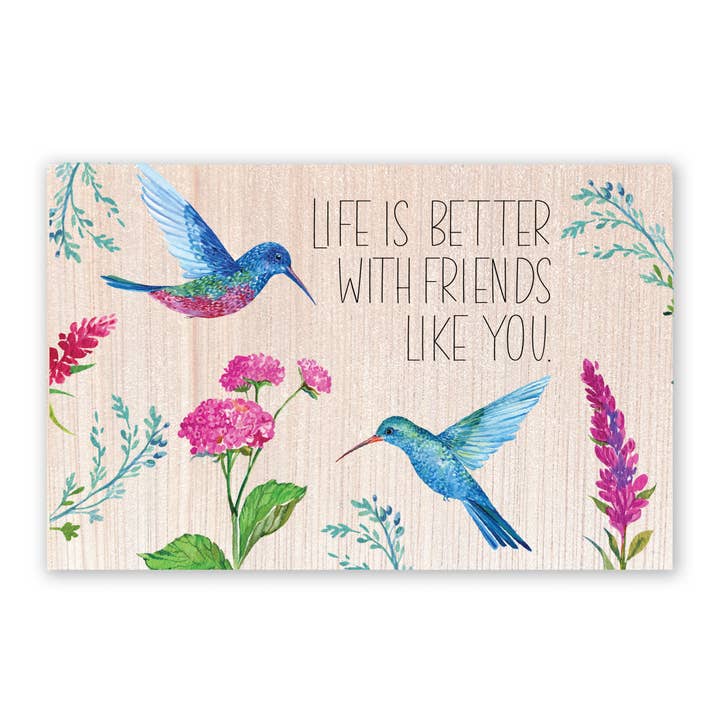 Life is Better with Friends Wood Postcard for wholesale by Works of Heart