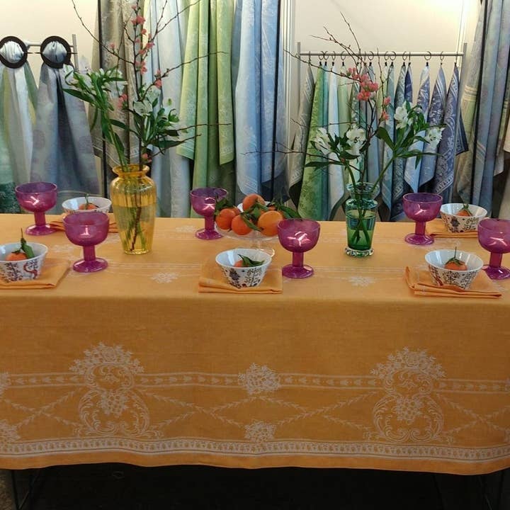 Ju-Lein - Wholesale Tablecloth - 100% linen jacquard tablecloth French melody, Swiss chard