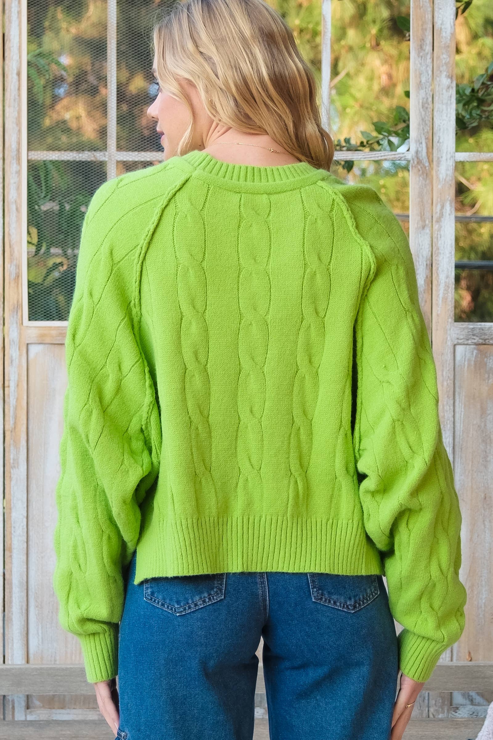 Nicabel - Wholesale Knit Sweater - Women's - Plus raglan sleeve cable knit sweater-PSW941910