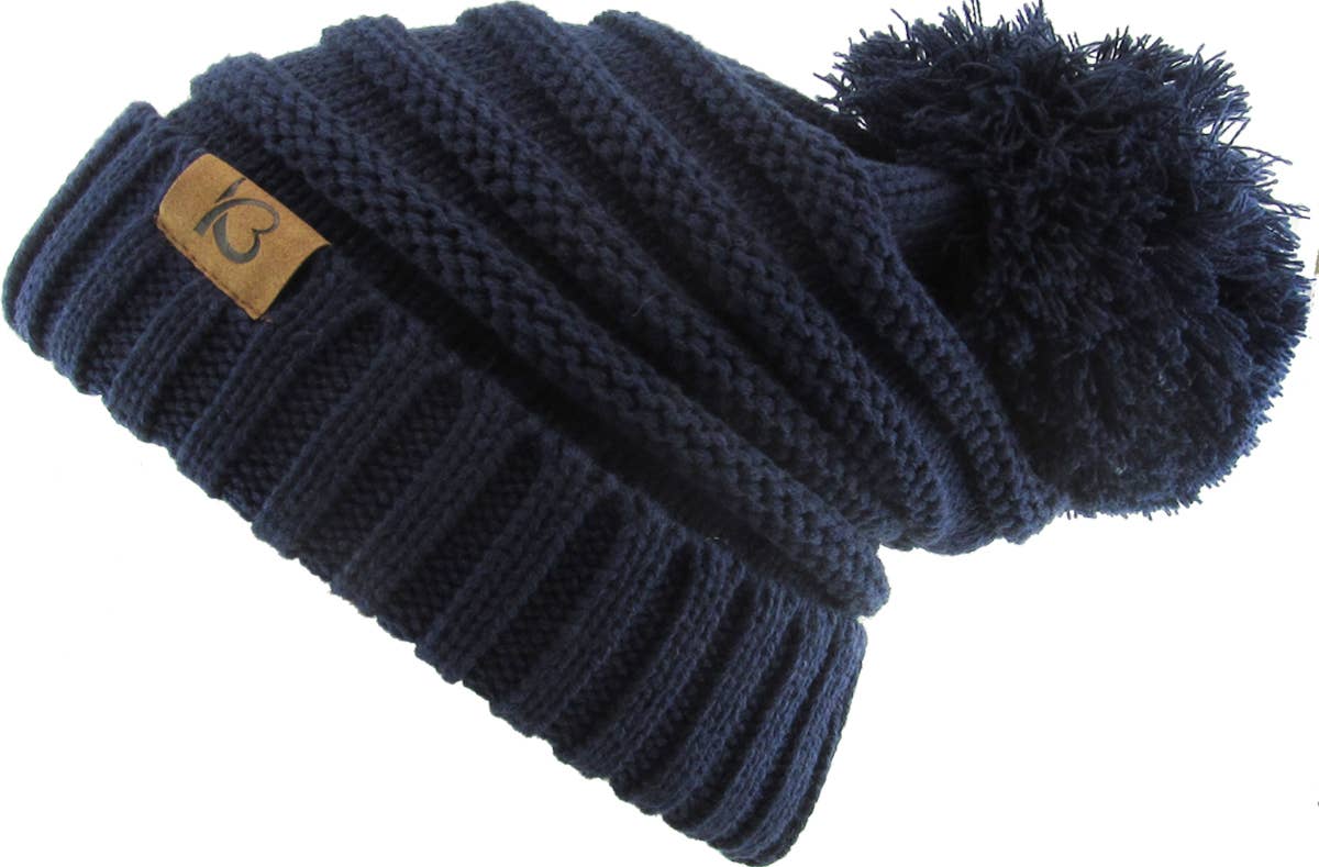 KBETHOS – Großhandel Beanie – Damen – Chunk Pom Pom Grobstrick-Mütze mit Zopfmuster und Rippenstrick42