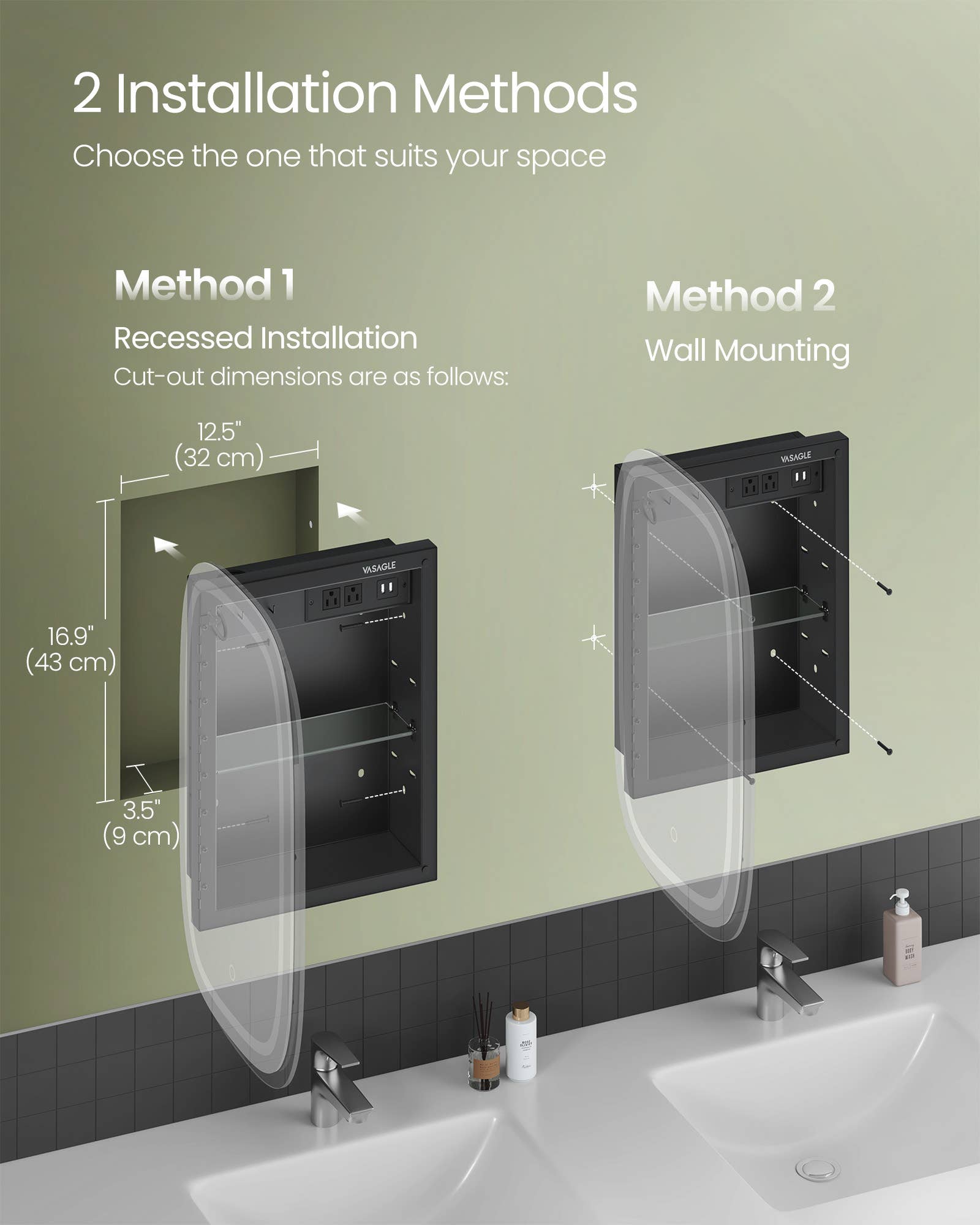 Greenwestons - Vendita all'ingrosso Armadietto - Armadio da bagno a parete con stazione di ricarica.5