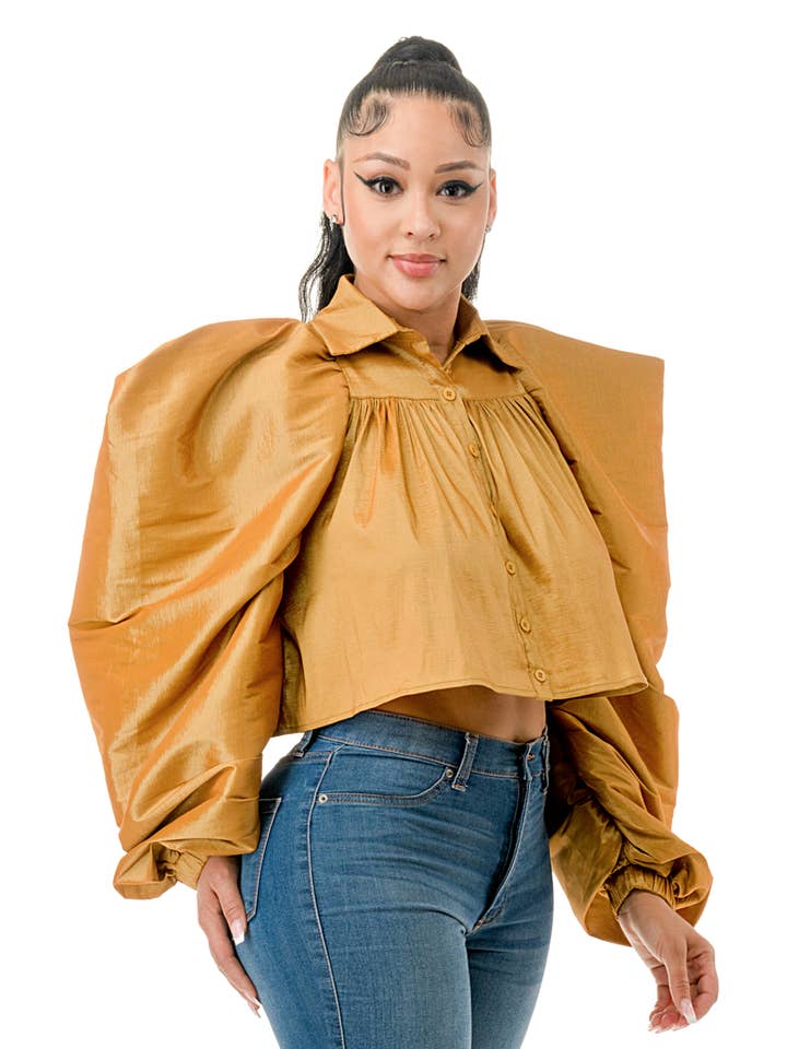 Namatt Design - Wholesale Blouse - Dames - Reguliere Ballon Lange Mouwen Uitlopende Shirts Crop Top5